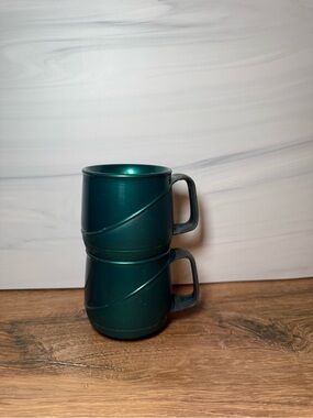 Vintage Aladdin Allure Temp-Rite Thermal Mugs Teal Set of 2